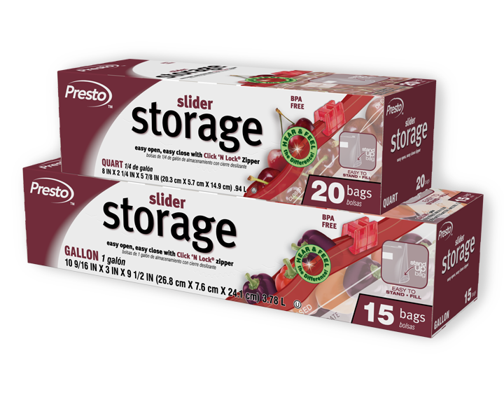 Food storage bags with slider closure
