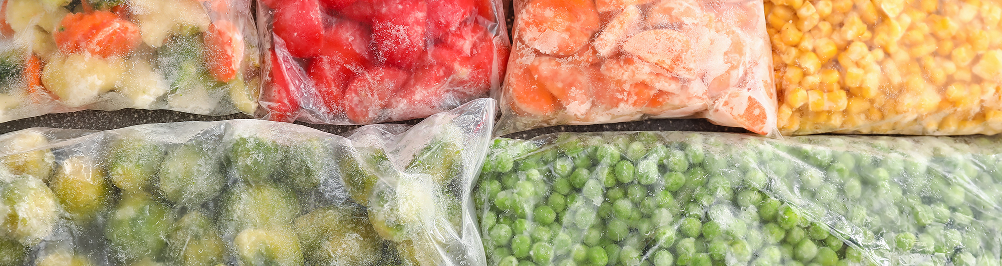 Frozen vegetables in plastic bags