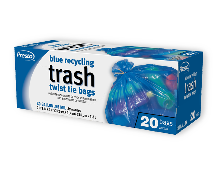 Recycling Twist Tie Blue Bag Carton